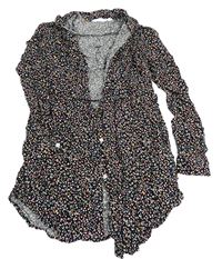 Černé propínací košilové šaty s kytičkami H&M