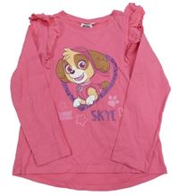 Růžové triko s PAW PATROL - Skye a volánky nickelodeon