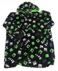 Černé plyšové šaty s Minecraft a kapsou a kapucí Matalan