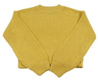 Okrový žebrovaný pletený oversize crop svetr New Look