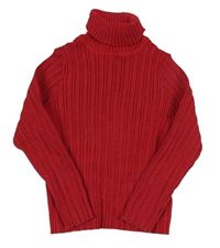 Červený žebrovaný svetrový crop rolák Nutmeg