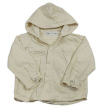 Smetanová riflová košilová bunda s kapucí ZARA