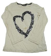 Smetanovo-zlaté melírované triko se srdíčkem z flitrů Next