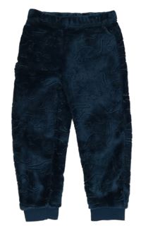 Tmavopetrolejové plyšové kalhoty s dinosaury zn. Nutmeg