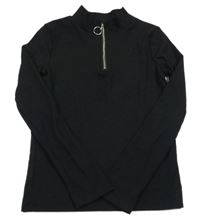 Černé žebrované triko se zipem C&A