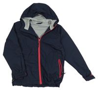 Tmavomodrá kostkovaná šusťáková funkční jarní bunda s kapucí CMP