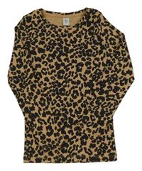 Hnědo-černé vzorované žebrované triko Tu