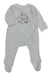 Bílý vzorovaný sametový overal se zvířaty little nutmeg