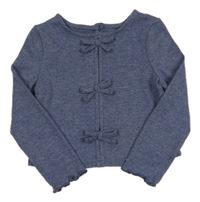 Modro-tmavomodré melírované úpletové crop mikinotriko s mašlemi PRIMARK