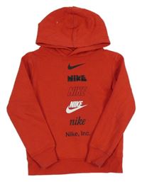 Červená mikina s logy a kapucí Nike
