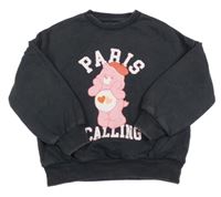 Černošedá mikina s medvídkem a nápisy M&S