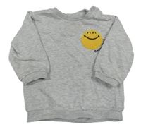Šedá melírovaná mikina se smajlíkem H&M
