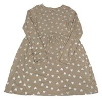 Béžové šaty s bílými srdíčky H&M
