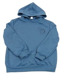 Modro/tmavomodrá mikina s písmenky a nápisem a kapucí SHEIN