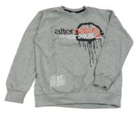 Šedá melírovaná mikina s nápisy 