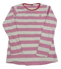 Růžovo-bílé pruhované triko se srdíčkem Topolino