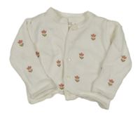 Bílý propínací svetr s kytičkami mamas&papas