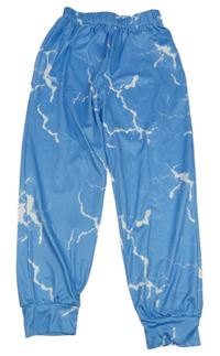 Modro-bílé batikované pyžamové kalhoty 