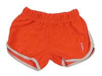 Křiklavě oranžovo-bílé froté kraťasy s bleskem a nápisy SCAMP&DUDE