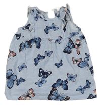 Modro-bílé pruhované šaty s motýlky a volánky H&M