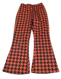 Červeno-černé vzorované flare kalhoty SHEIN