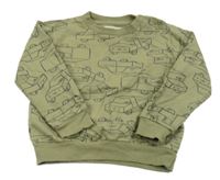 Khaki mikina s auty sinsay