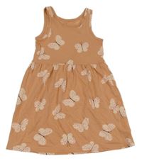 Skořicové šaty s motýlky H&M