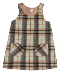 Smetanovo-černo-lososové kostkované vlněné šaty F&F