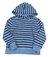 Modro-tmavomodrá pruhovaná mikina s kapsou a kapucí H&M