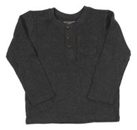 Tmavošedé melírované žebrované mikinotriko s kapsou PRIMARK