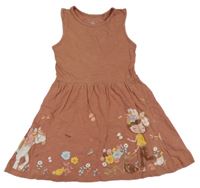 Kakaové melírované šaty s holčičkou a poníkem C&A