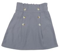 Šedofialová paper bag sukně s knoflíky SHEIN