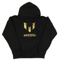Černá fotbalová mikina Messi a kapsou a číslem a kapucí 