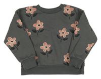Tmavošedá mikina s kytičkami PRIMARK