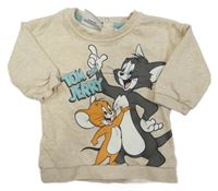Světlebéžová melírovaná mikina s Tomem a Jerrym 