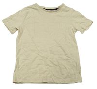 Béžovo-bílé pruhované tričko Tu
