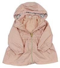 Růžová plátěná jarní bunda s kapucí H&M