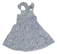 Světlemodro-bílé vzorované plátěné šaty Primark 