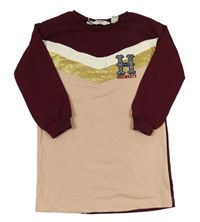Růžovo-vínové teplákové šaty s písmenem - Harry Potter H&M
