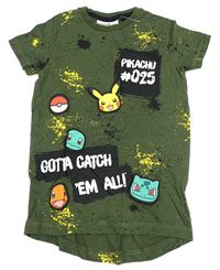 Khaki skvrnité dlouhé tričko s Pokémony Next