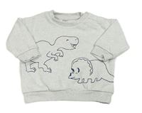 Světlešedá melírovaná mikina s dinosaury M&S
