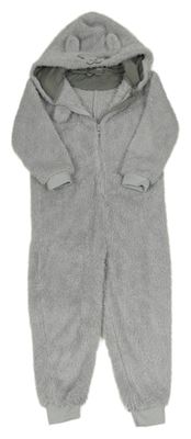 Šedá chlupatá kombinéza s kapucí s čumákem Kiki&Koko
