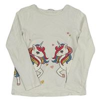 Bílé triko s jednorožci H&M