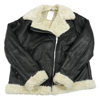 Nové - Černý koženkový zateplený křivák Primark