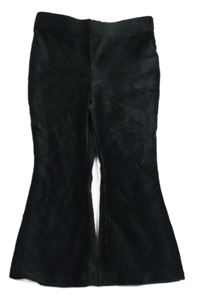 Černé žebrované sametové flare legíny