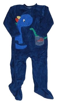 Tmavomodrý sametový overal s dinosaury Dunnes