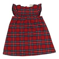 Červeno-černo-bílé kostkované třpytivé šaty s volánky H&M