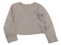 Starorůžové melírované třpytivé úpletové crop triko M&S