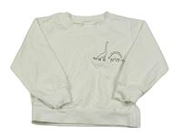 Bílá lehká mikina s dinosaury Shein