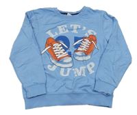 Modrá mikina s teniskami a nápisem Kids